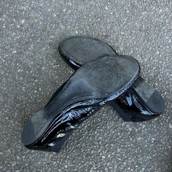 Tory Burch Minnie Black Patent Leather Travel Ballet Flat Size 8 - Picture 2 of 7
